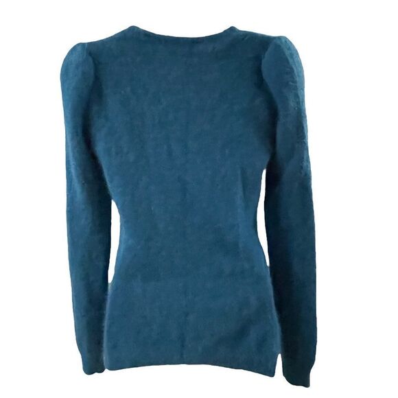 Moda International ~ Turquoise Angora Blend Long Sleeved Sweater ~ size Small - Picture 2 of 9